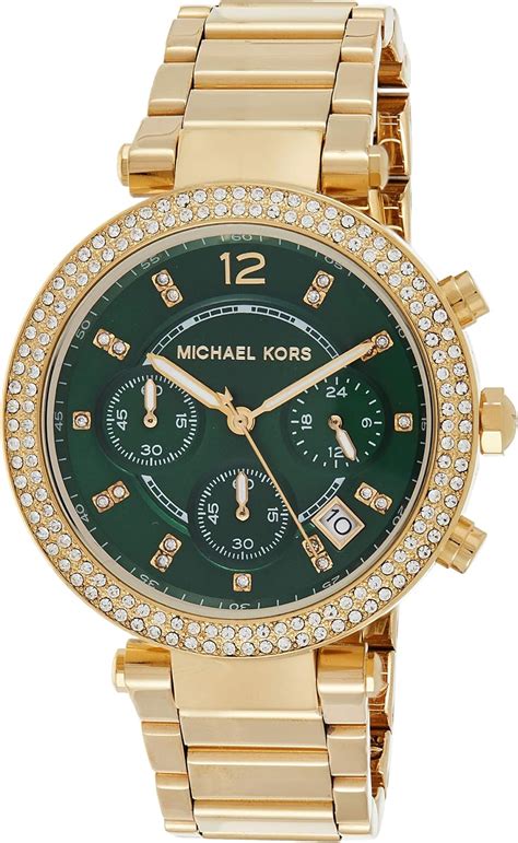 michael kors mk6263|Michael Kors Parker Women's Green Dial Gold Steel Strap .